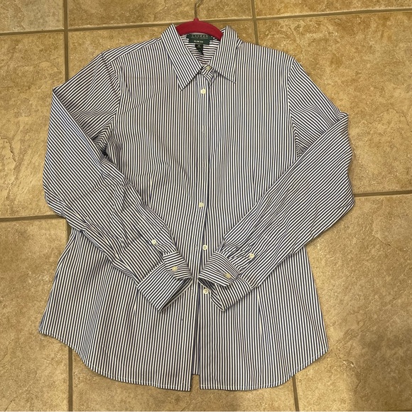 Ralph Lauren Stripe Button Up Dress Top - Picture 1 of 4